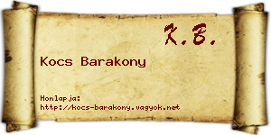 Kocs Barakony névjegykártya